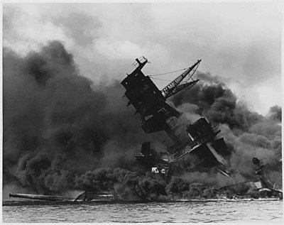 Attack on  Pearl Harbour (USS Arizona is burning)
