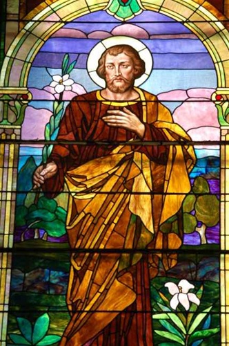 stained glass saint